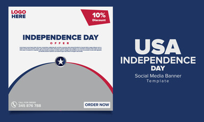 American independence day vector post social media template design