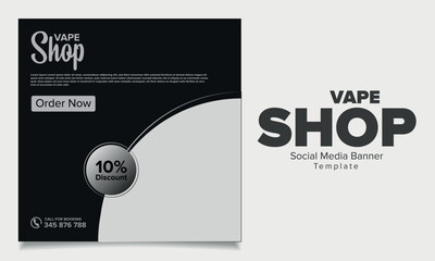 Social media banner for vape shop vector design