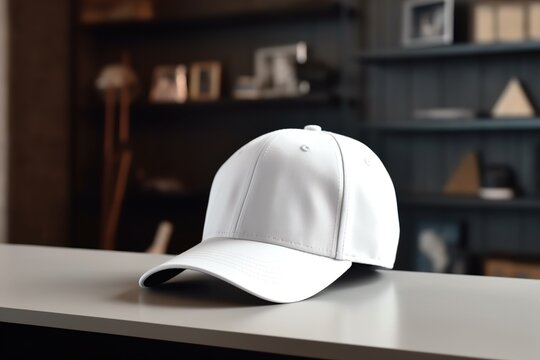 Baseball cap mockup, template. Copy space for text, logo, graphic, print. Basecap mock up. Close up view. Generative AI.