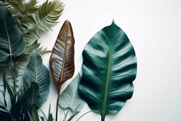 Leaves or leaf wallpaper on white background vector illustration. Ai generated