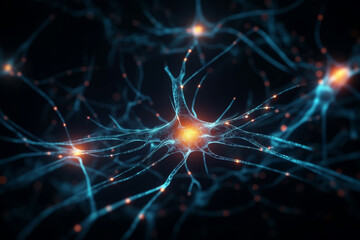 Neuron cells or neuronal network background wallpaper illustration. Ai generated