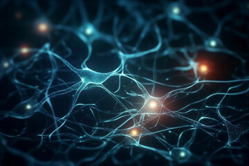 Neuron cells or neuronal network background wallpaper illustration. Ai generated