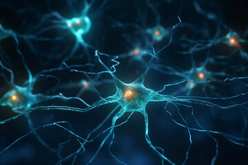 Neuron cells or neuronal network background wallpaper illustration. Ai generated