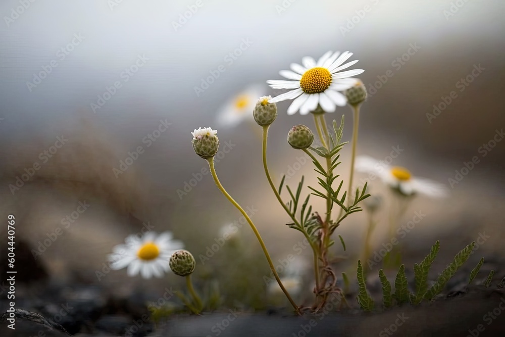 Canvas Prints colorful field of blooming daisies under a bright blue sky on a sunny day. Generative AI