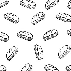 seamless pattern with bread Doodle Sandwich seamless pattern background