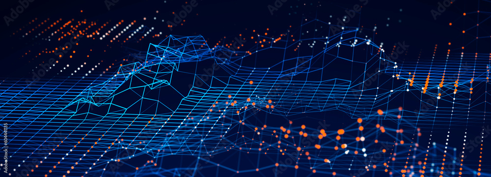 Aufkleber big data visualization. data technology illustration. science background. 3d