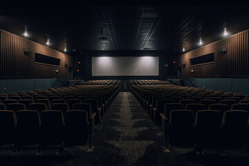 Naklejka premium Mockup scene of big cinema screen cut out for advertising - Generative AI