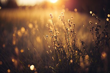 sunlit field with lush green grass. Generative AI