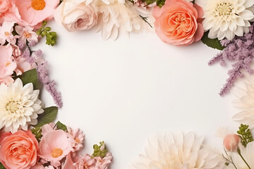 Obraz na płótnie Canvas Floral Frame Mockup for Wedding Invitations or Greeting Cards, generative AI
