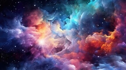 Obraz na płótnie Canvas The universe has a colorful galaxy cloud and starry night. (Generative AI)