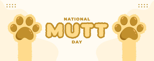 National Mutt Day on 31 July Banner Background. Dog Paw Concept. Horizontal Banner Template Design. Vector Illustration