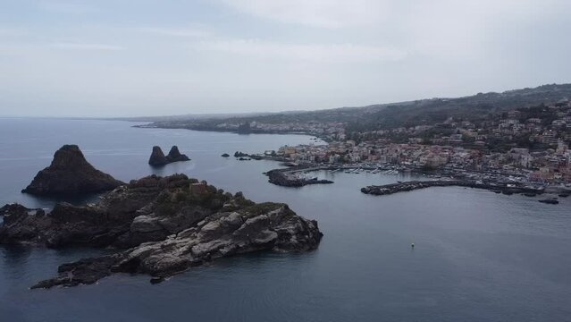 Aerial view of Aci Trezza Village in Sicily