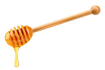 Honey dripping isolated on white background, clipping path, full depth of field