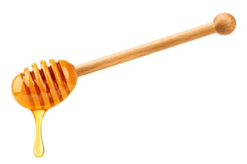 Honey dripping isolated on white background, clipping path, full depth of field