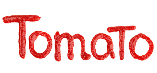 tomato sauce, ketchup splashes, isolated on white background, clipping path, full depth of field