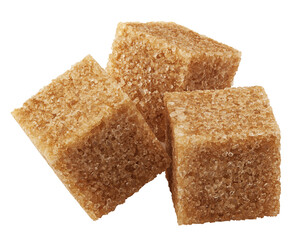 Brown cane sugar cube isolated on white background, clipping path, full depth of field