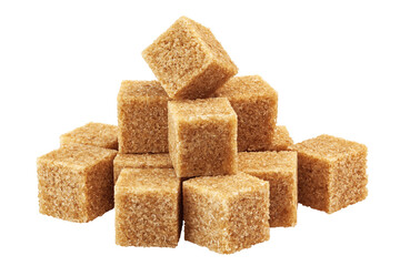 Brown cane sugar cube isolated on white background, clipping path, full depth of field