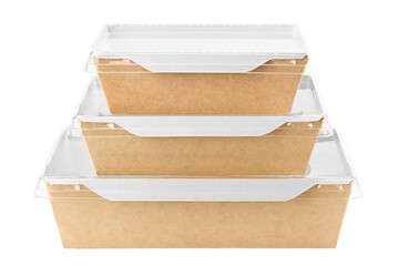 Eco paper tableware, food container, isolated on white background, full depth of field