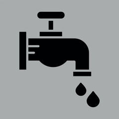 Icon of a water faucet. Flat illustration. Vector on gray background