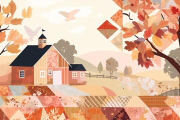 Rural mock up design with patchwork details, concept of Country-style decor, created with Generative AI technology - obrazy, fototapety, plakaty