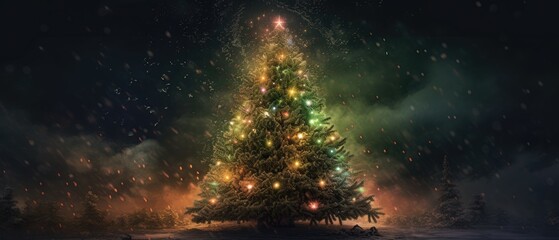 Naklejka premium christmas tree with christmas decorations 