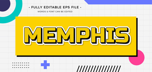 Memphis flat 90s nostalgic text effect editable
