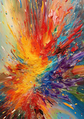 Obraz na płótnie Canvas Color explosion - Abstract oil painting style, generative ai 