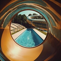 point of view from inside a water slide. 