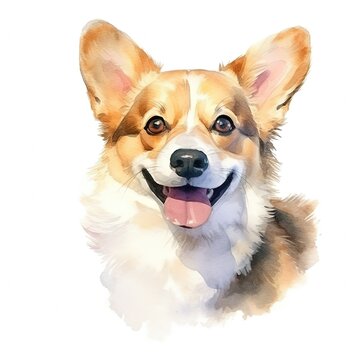 Cute corgi dog. Illustration AI Generative.