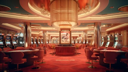 Fototapeta premium red casino interior. generative AI illustration.