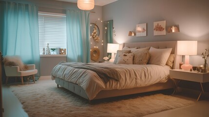 modern bedroom.  generative AI illustration.