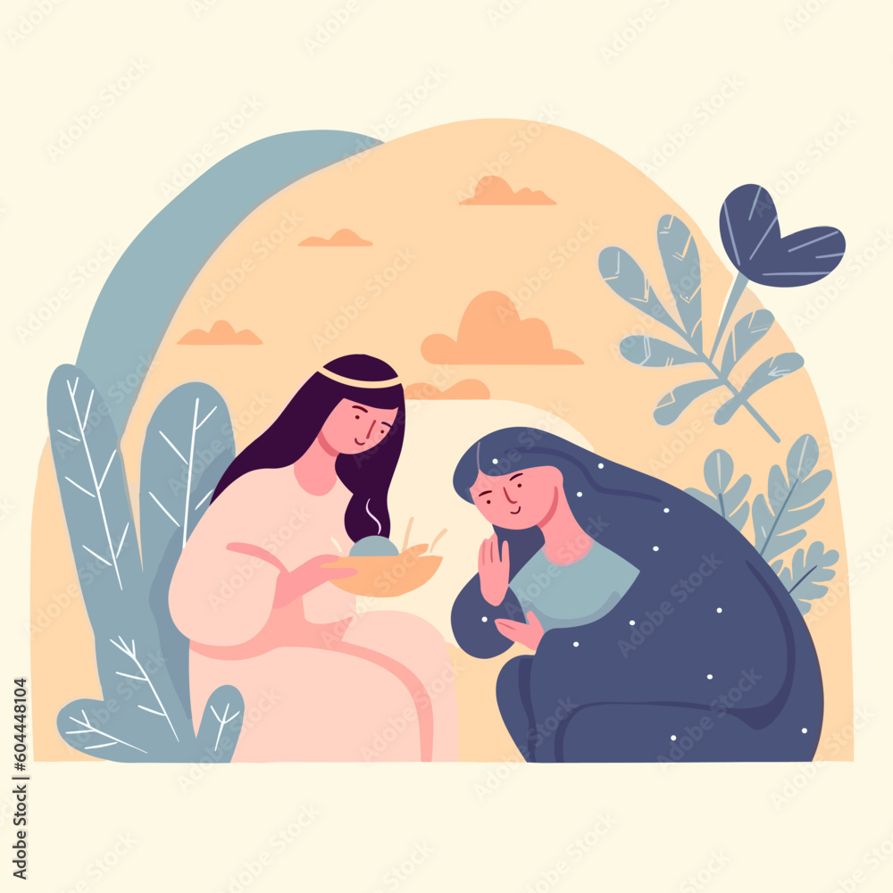 Wall mural Jesus nativity scene abstract, watercolor, and vector illustrations