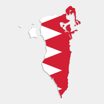 recommend clip art: bahrain map with flag on gray background