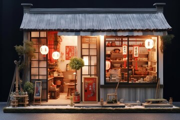 AI Generated Parallel shooting front shop that handles Japanese traditional style background
