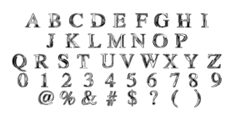 Font Set in back and white