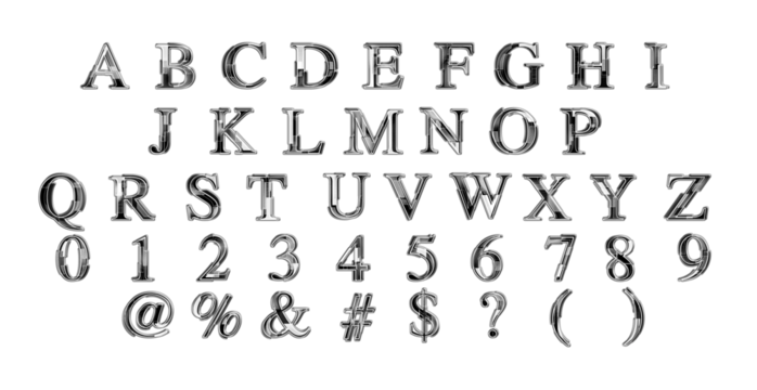 Font Set in back and white