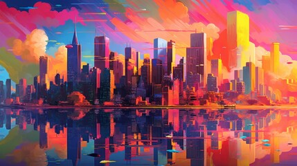 Naklejka premium Metaverse City Skylines