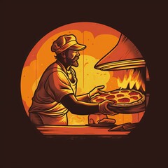 illustration of a pizza chef