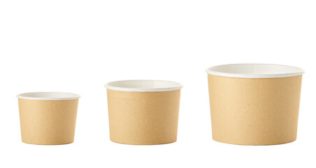 Various ice cream paper cup isolated on white
