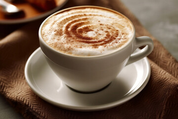 cup of cappuccino with cinnamon