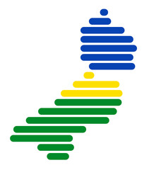 Umriss der Provinz Flevoland in Balken und den Provinzfarben