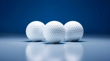 Fotobehang white golf balls isolated on a blue background © Peffy's Photography