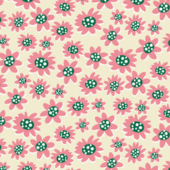 Fototapeta premium A pink flower pattern. Simple girly print. Vector illustration.