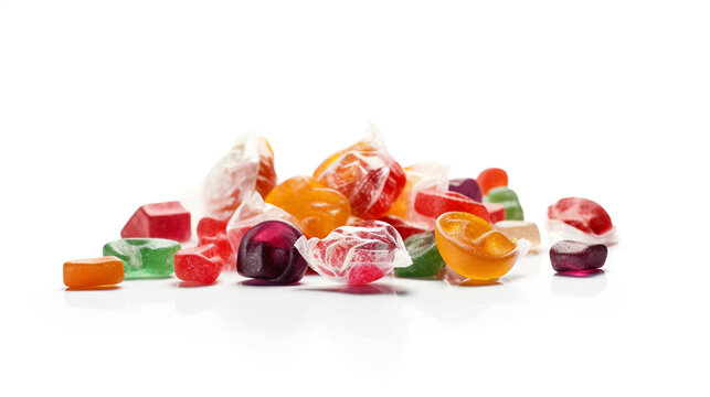 colorful candies collection set isolated on white background,  Created using generative AI tools.