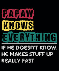Papaw Knows Everything if he doesn't know he makes stuff up Really fast, Shirt Print Template, SVG,  grandparents day