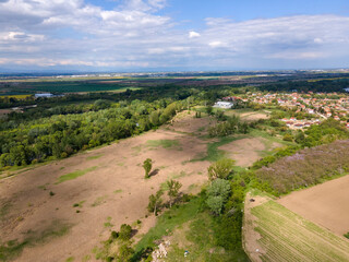 Fototapeta na wymiar Aerial view of Blooming rapeseed field, Bulgaria