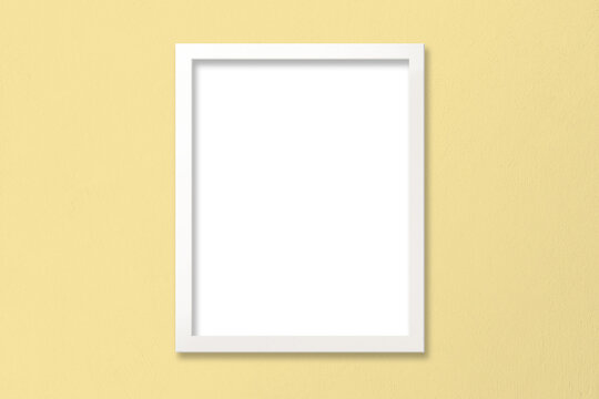 Poster Mockup with White Frame on Yellow Textured Wall