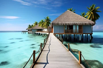 Fotobehang Maldives island Travel summer holiday vacation idea concept. Generative AI. © jlfsousa