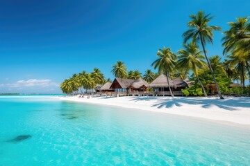 Fototapeta na wymiar Maldives island Travel summer holiday vacation idea concept. Generative AI.