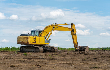 Yellow excavator